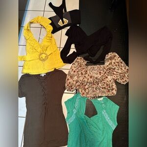 Boutique 9 Women's Tops Collection - BUNDLE OF 6 Yellow, Black, Brown, Teal